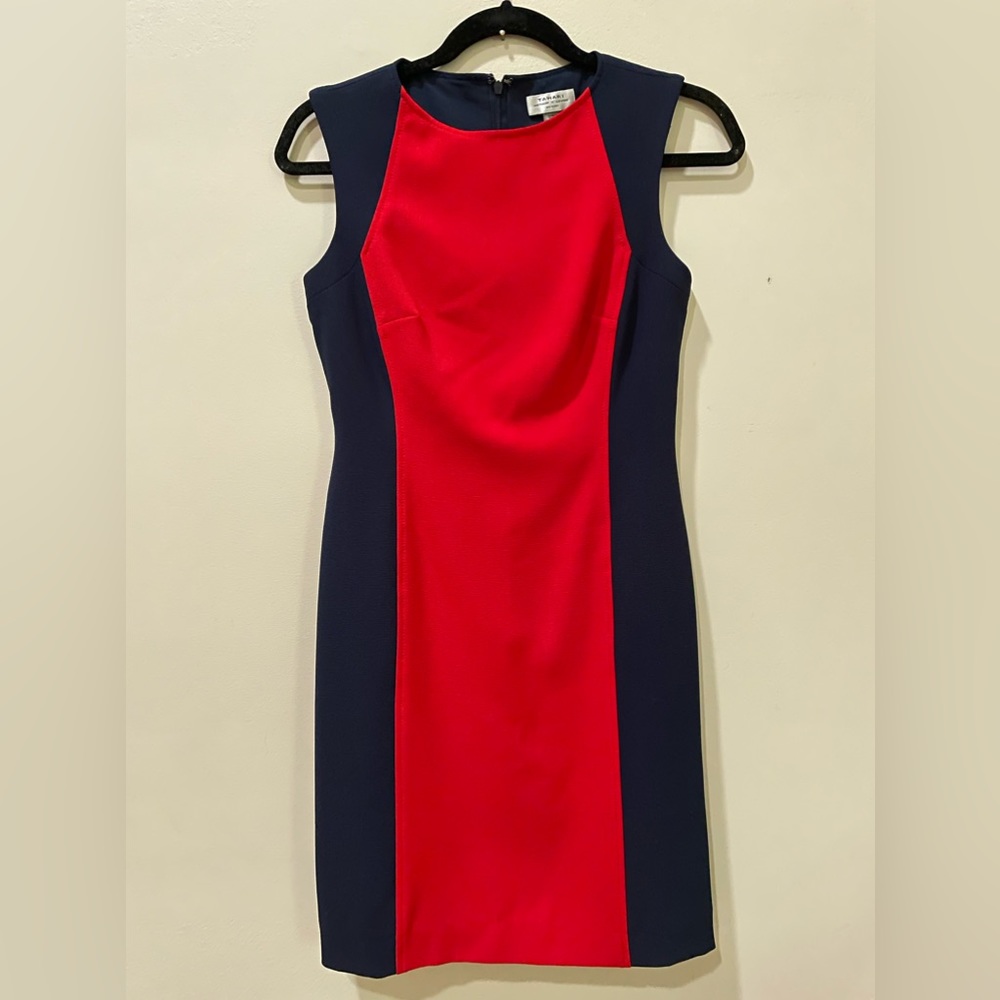 Tahari red and blue dress